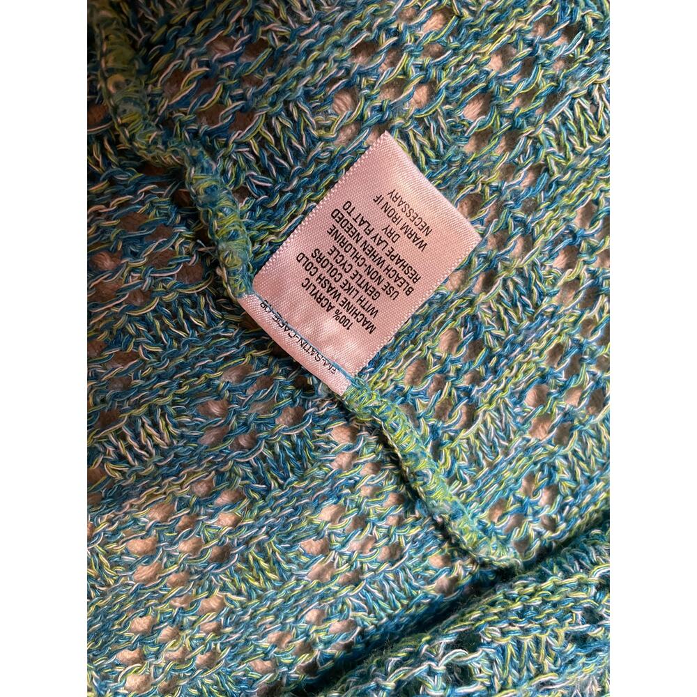 Great Northwest Indigo Boho Blue Aqua Knit Light Weight 3/4 Sleeve Sweater 1X - Picture 6 of 8